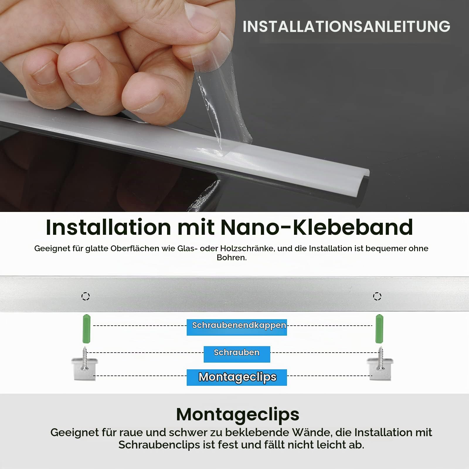 LED Aluminium Profil, LED Profil 14 x 1m, LED-Kanäle V-Form für LED Streifen, LED Leiste Profil und Diffusor für Perfektes Licht, mit Eckverbinder, Endkappen, Schrauben und Montageclips