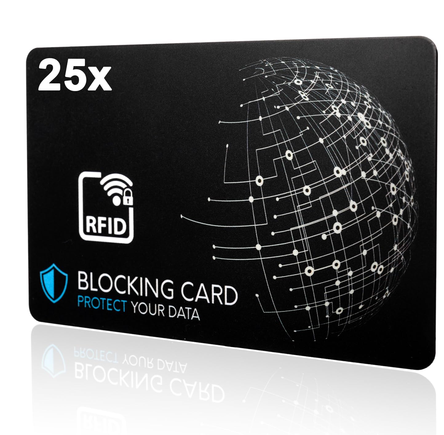 Tarjeta bloqueadora RFID Probada por DEKRA con la última tecnología de interferencias de Campos electrónicos, para Proteger contra el Robo de Datos. Tarjeta Extra Fina de 0,8 mm para Cada Billetera.