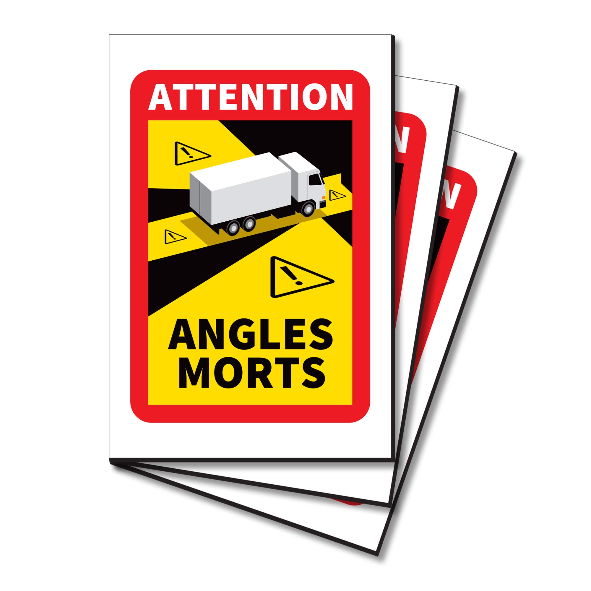 Kit de 3 Plaques en aluminium pour signalisation des angles morts pour Poids Lourds Camion officiel