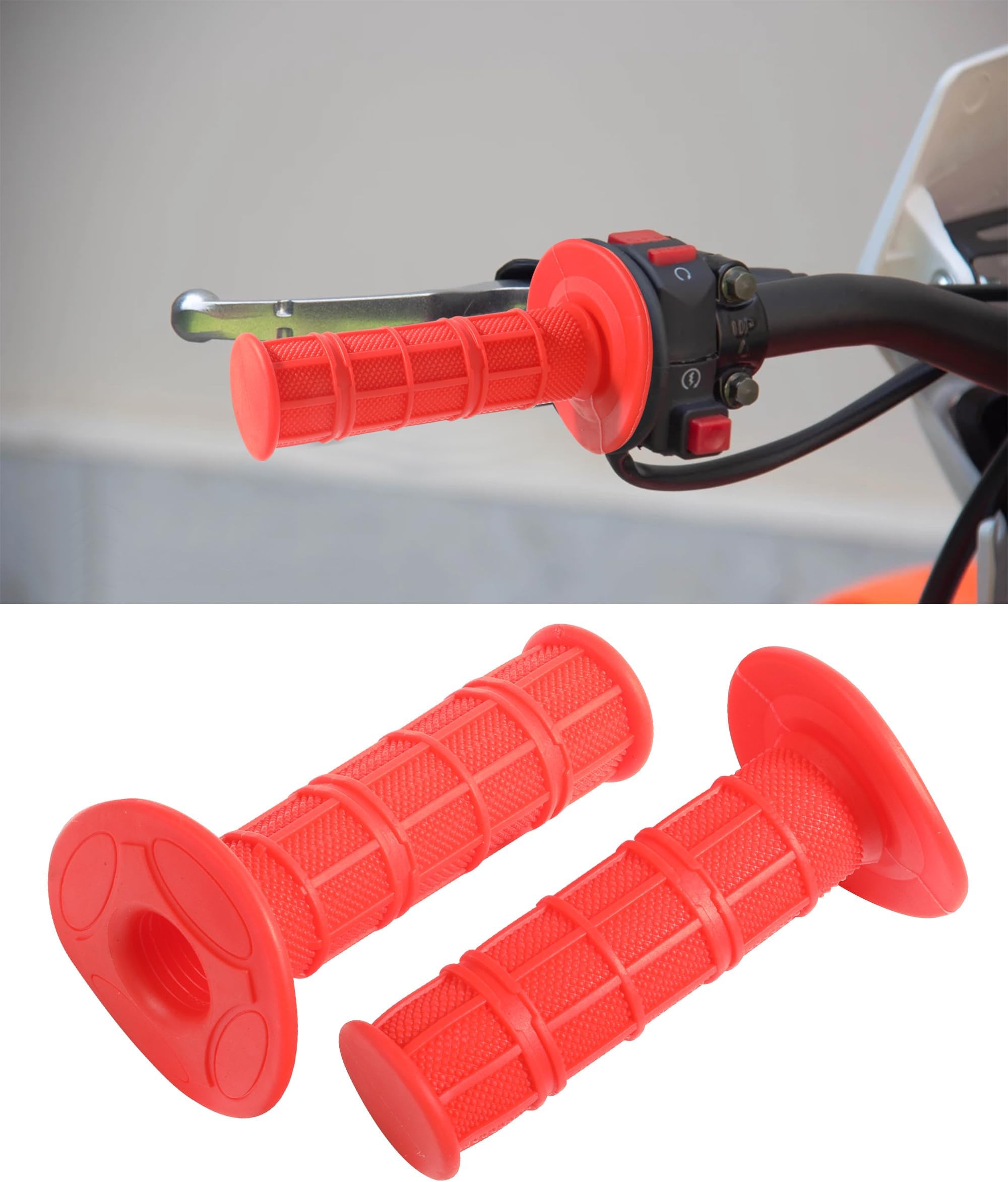 ESEWALAS 7/8" Motorcycle Grips,Dirtbike Grips,Motorcycle Handlebar Grips,Car Accessories Soft Rubber Mini Grip Handlebar Grip for CRF YZF WRF KXF KLX Pit Dirt Bike Motocross Motorcycle Offroad(Red)