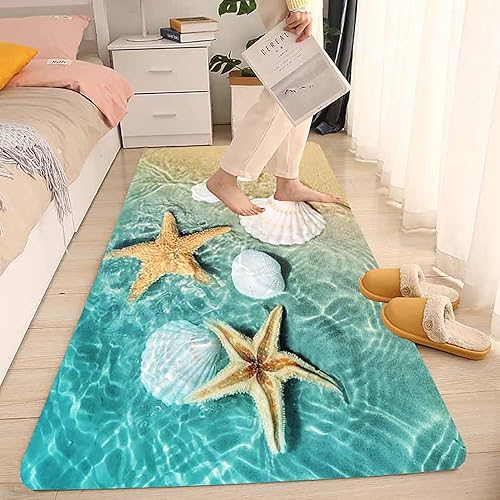 Miniatura 3 de LYFANS Alfombras de baño de espuma de esponja absorbente suave para baño y cocina (47 x 18 pulgadas), tapete de franela antideslizante brillante