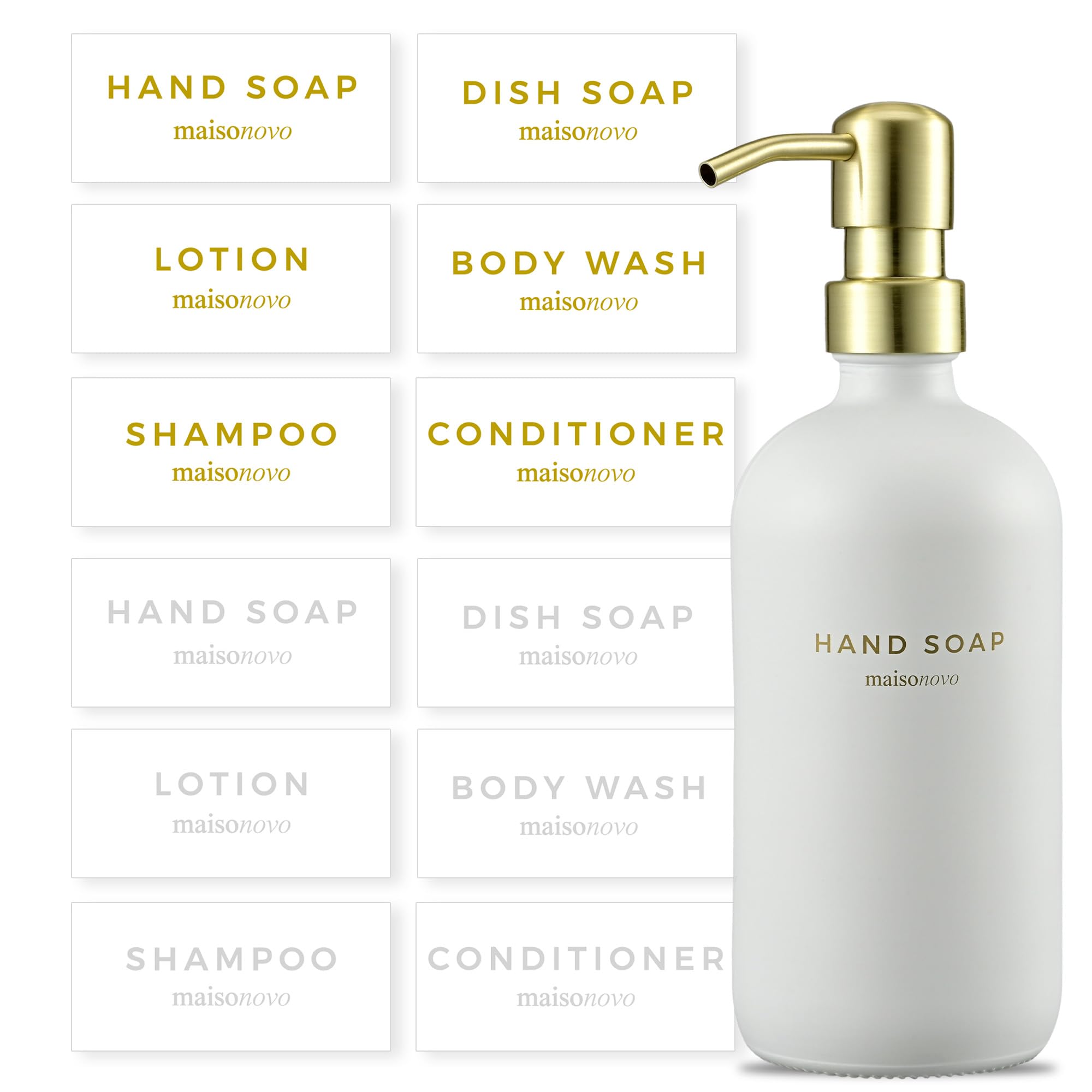 MaisoNovo Wasserfeste Etiketten für Flaschen Aufkleber Design - 12er Mix Pack