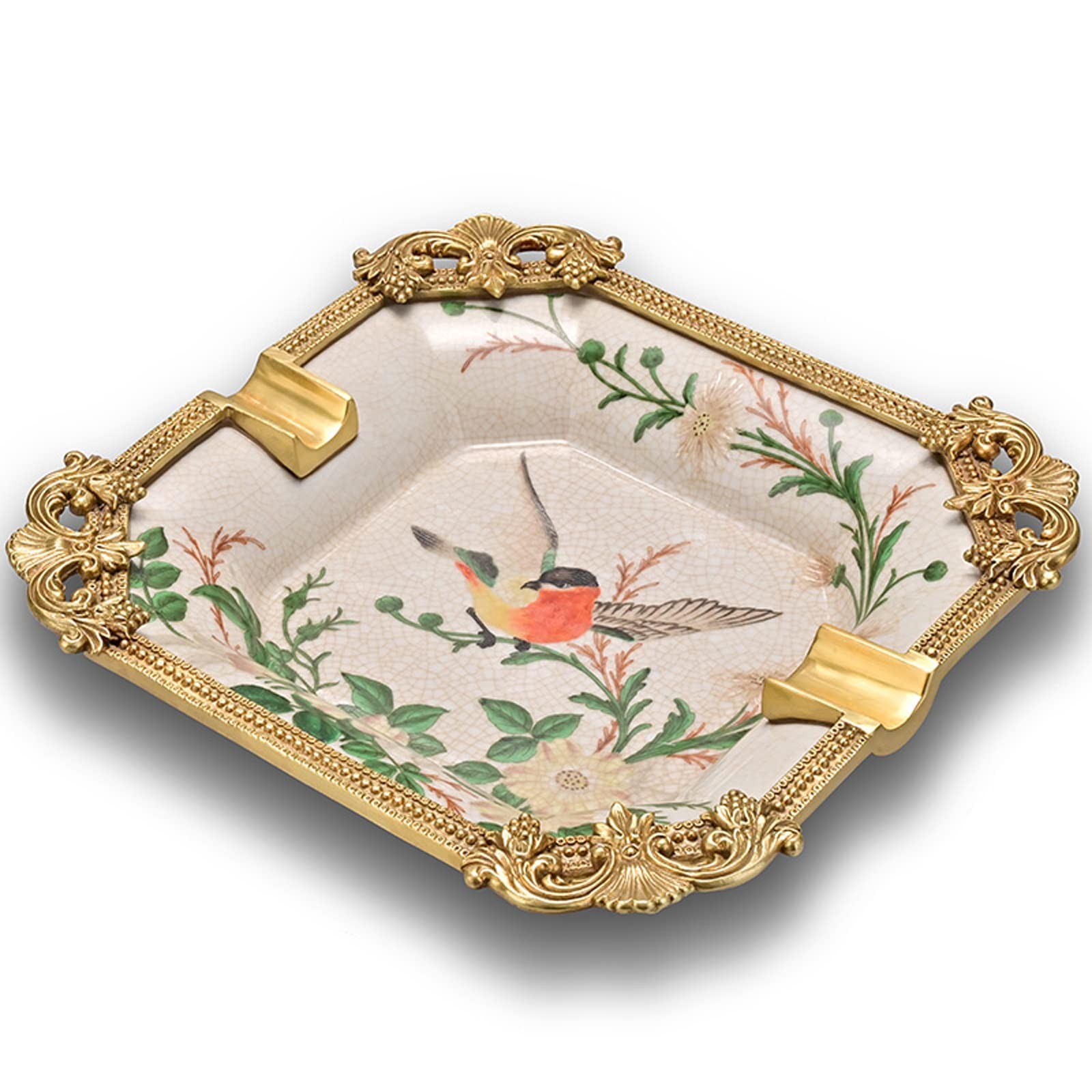 Sdgeryeeg One Color Ashtray， Retro Classical High-End Square Ceramic Ash Holder For Smokers, Exquisite Handmade Smoking Tray