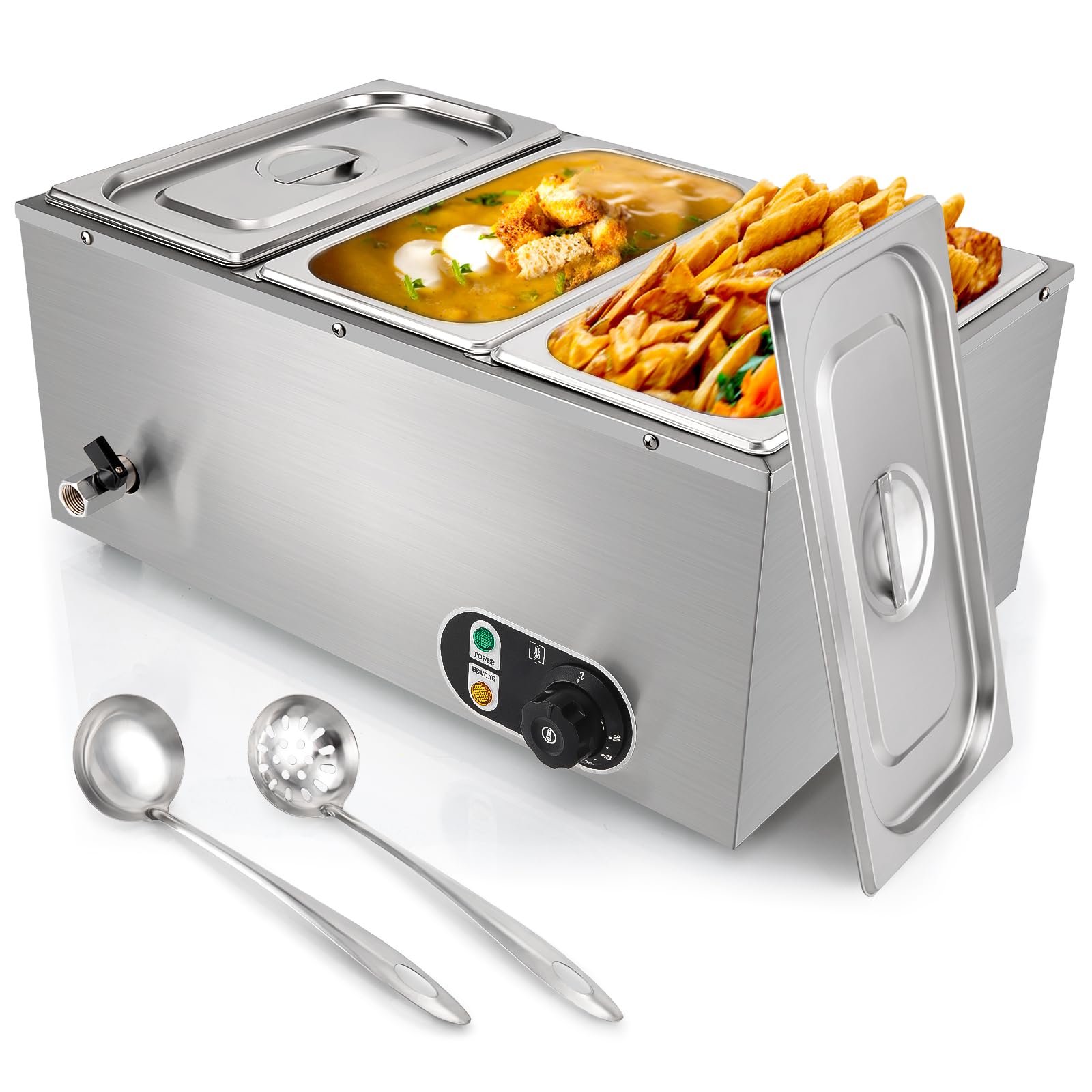 Photo 1 of BOOTOP PIN 3-Pan Commercial Food Warmer - 1500W Electric Stainless Steel