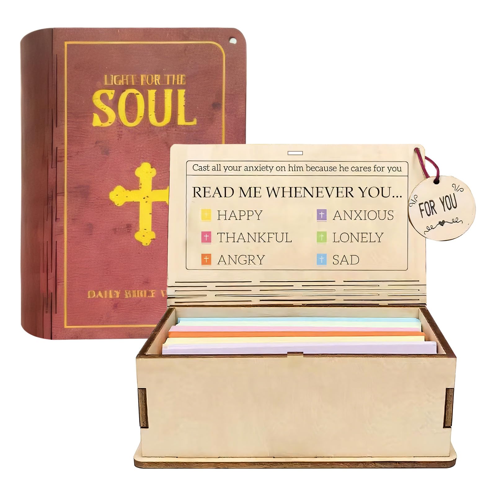 Bible Verse Cards in Wooden Box, 150PCS Scripture Prayer Cards