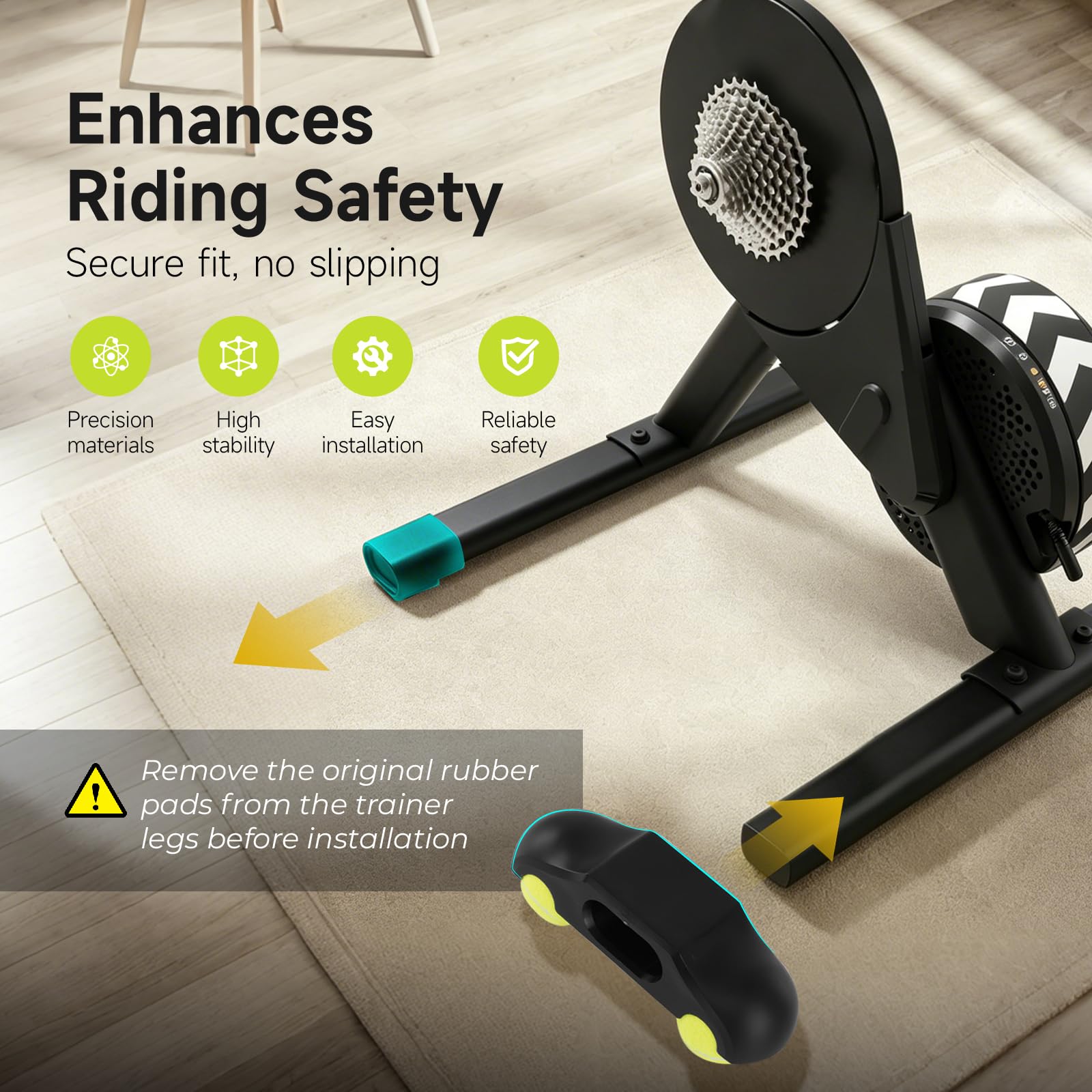 4 Stück Rocker Plate Feet, Tennisballfüße Kompatibel mit Wahoo Kickr Core 2, Zubehör für Fahrrad Rollentrainer mit 8 Tennisbällen, Stabil, stoßdämpfend, Steigern Sie Ihr Indoor Cycling Erlebnis