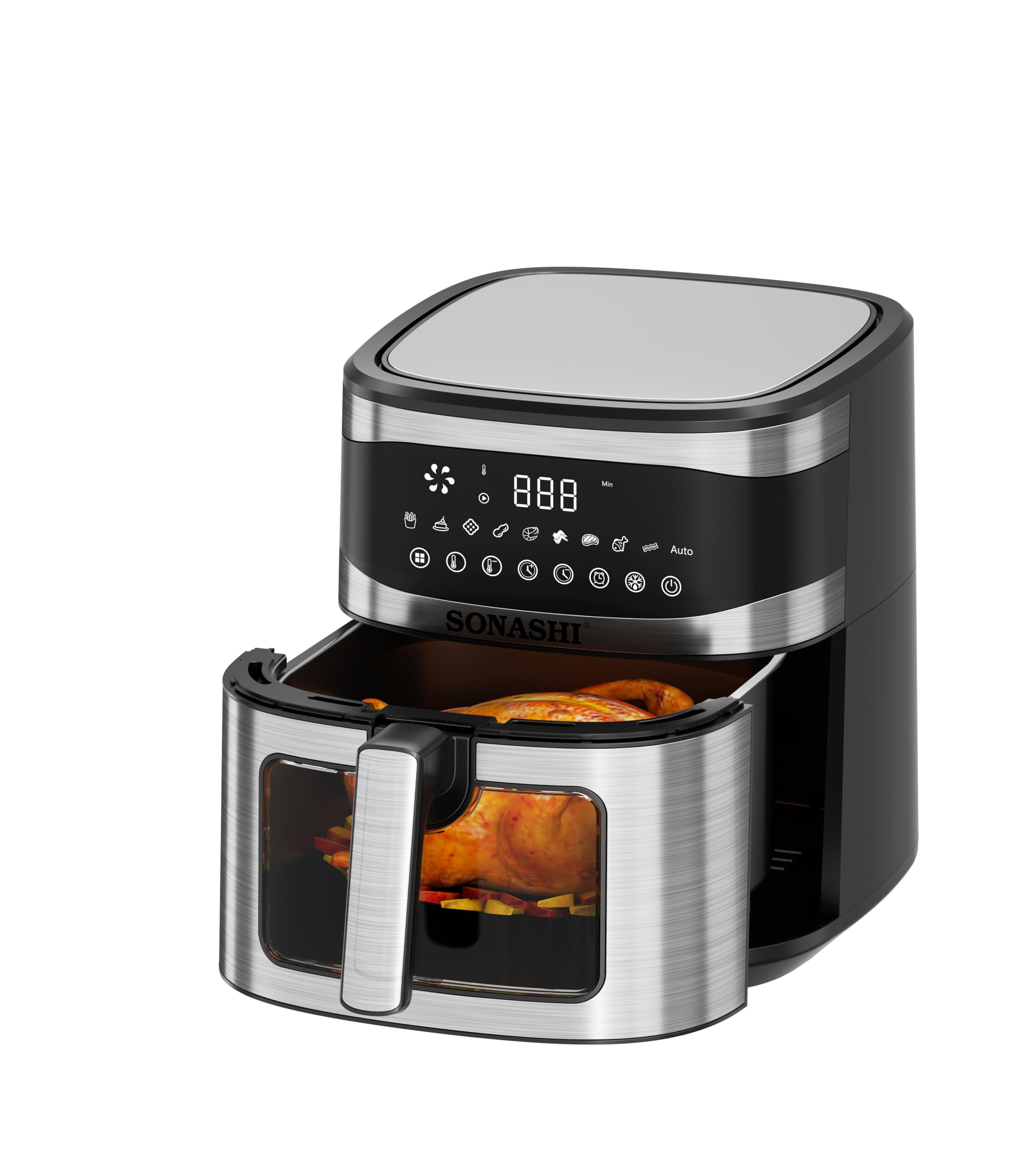 SONASHI SAF-620N Digital Air Fryer – 6.2L Non Stick Removable Pot, 5.2L Teflon Food Basket with LED Touch Screen Display, Timer | Electric Air Fryer | Home Kitchen Appliance