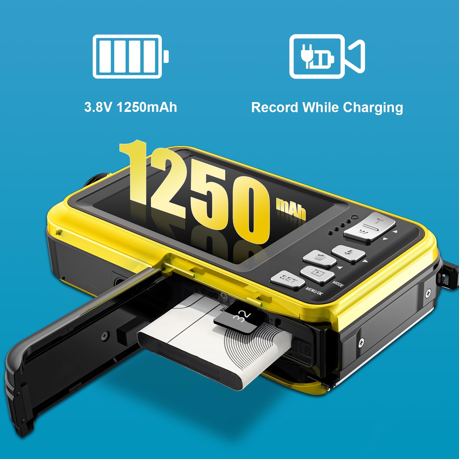 Digitalkamera, YISENCE Unterwasserkamera UHD 4K 56MP Autofocus Digitalkamera wasserdichte mit Einer 32GB Karte Selfie Doppelte Bildschirme wasserdichte Kamera zum Schnorcheln
