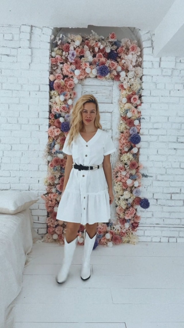 knee length dresses for ladies One Life to Live Linen Midi Dress main image 1