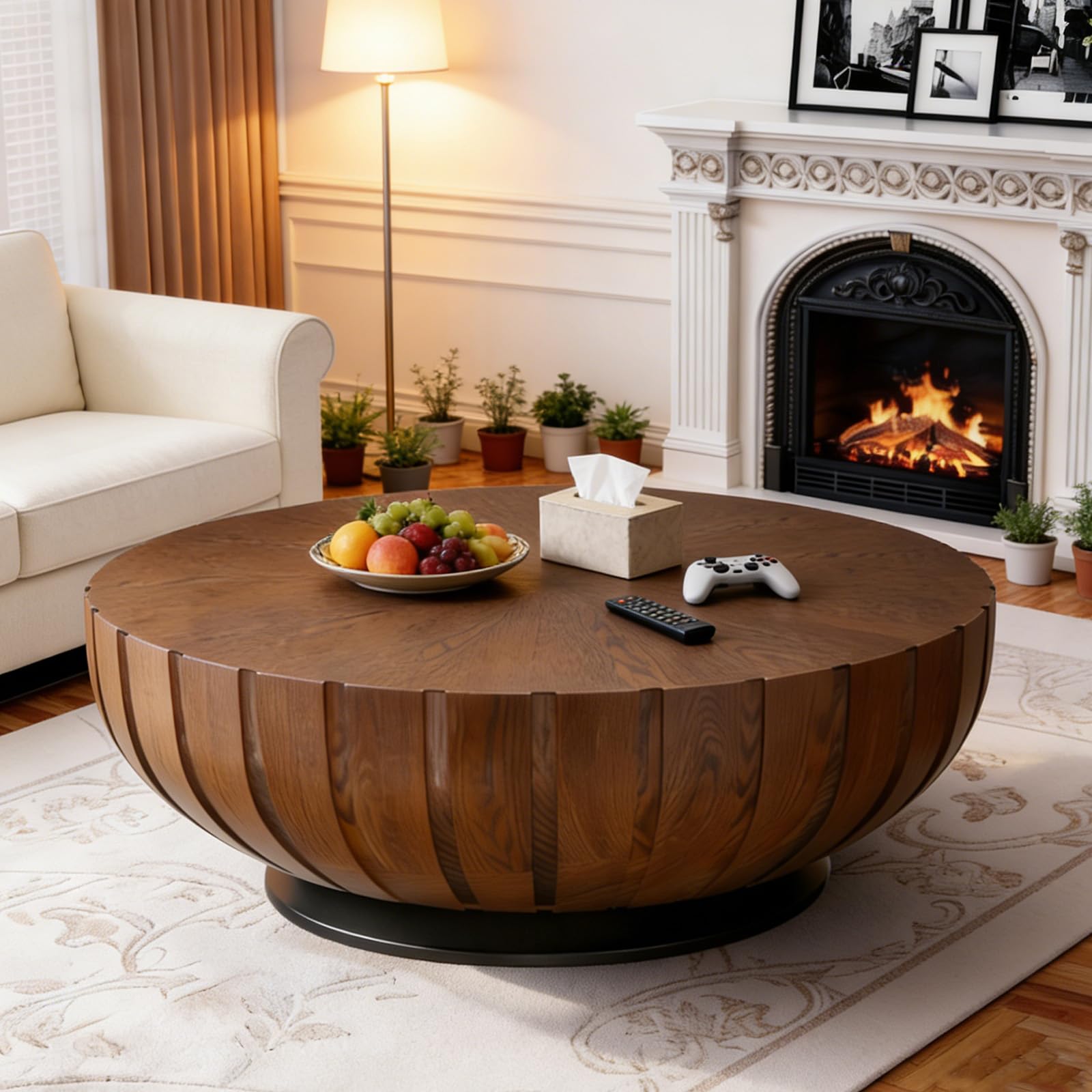 FeiZhiYanS 35.4" Round Fluted Coffee Table