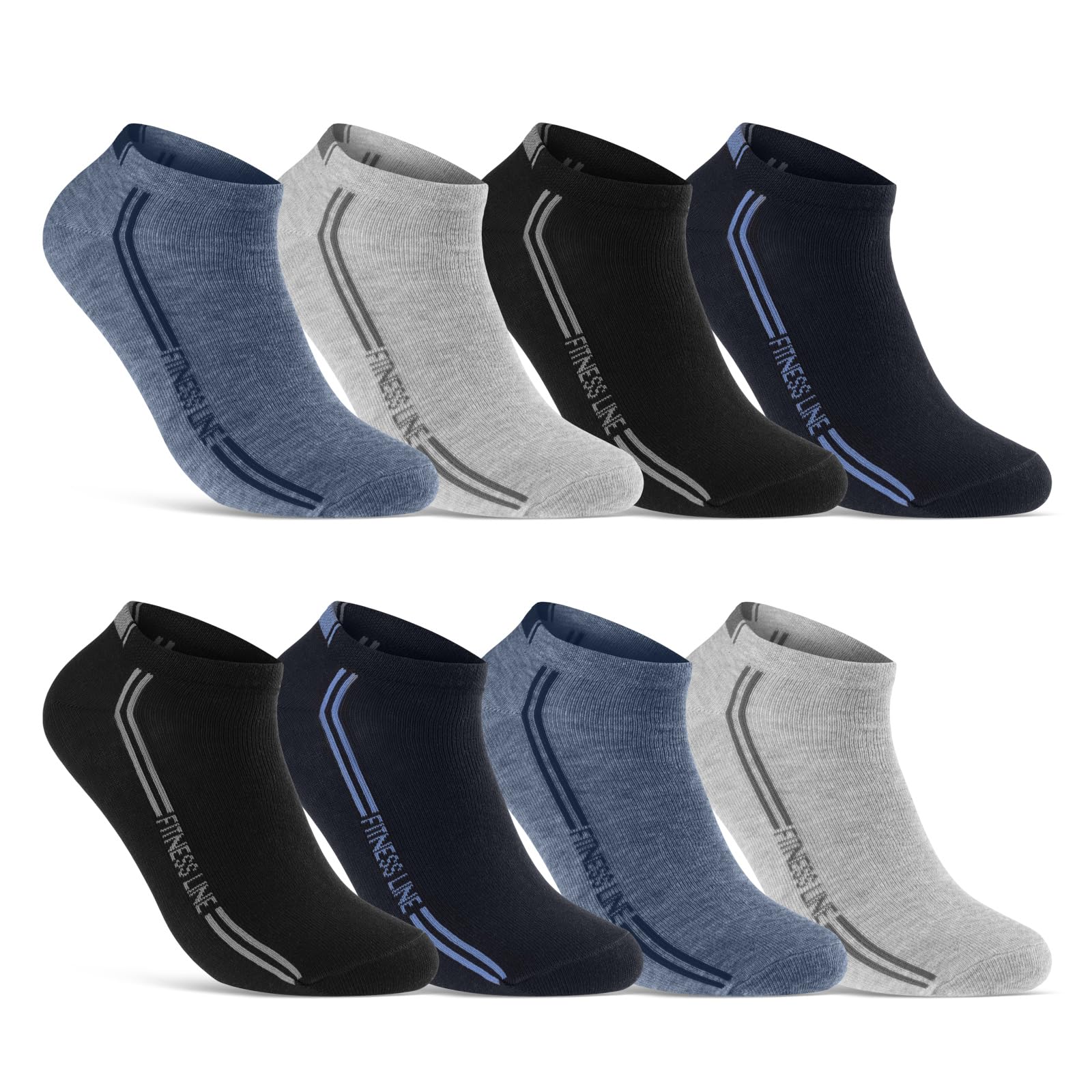 8 | 12 | 20 Pairs Men's Trainer Socks Multicoloured Cotton
