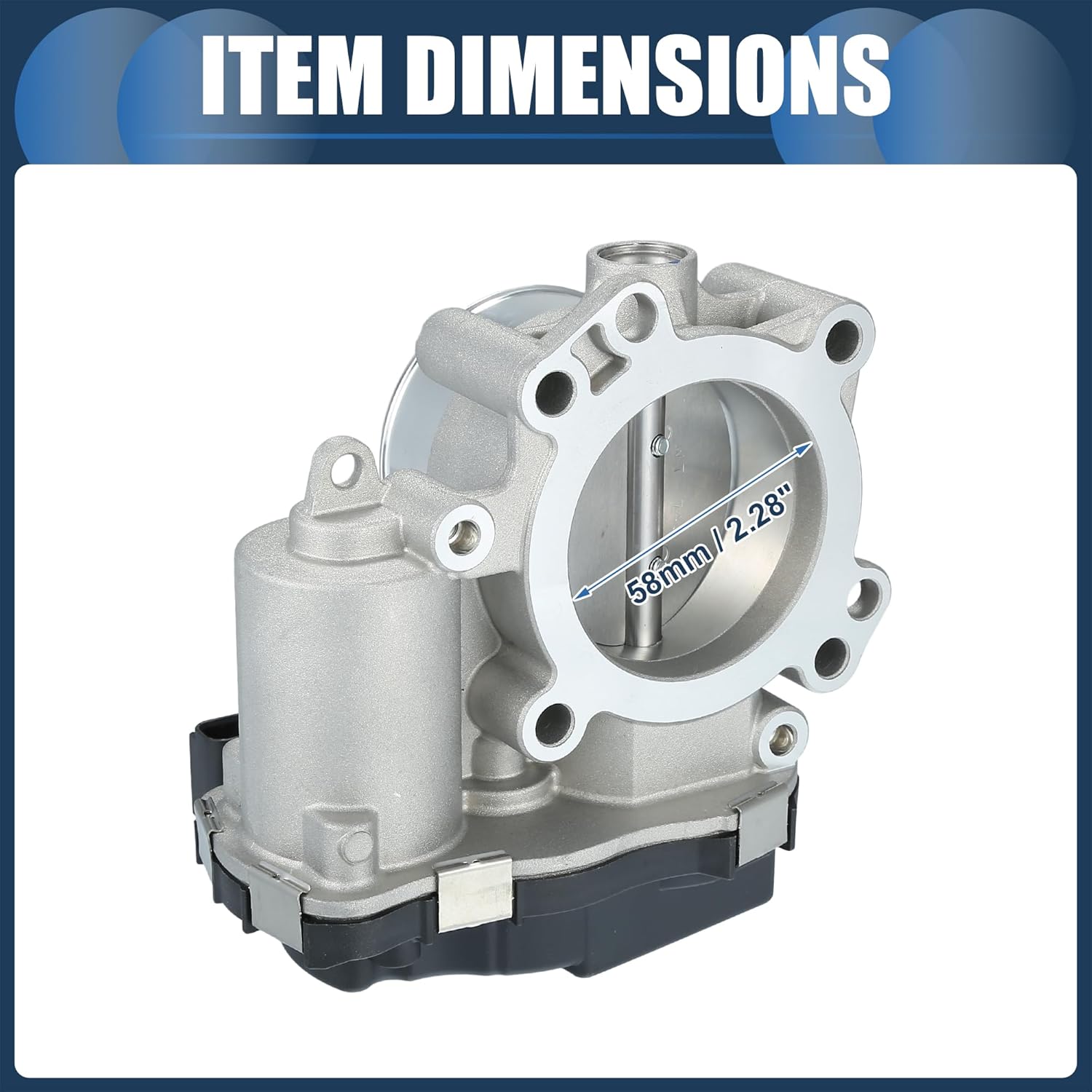 Throttle Body Assembly, 58mm Throttle Body Actuator No.68366012AB/68366012AA for Dodge Journey 2.4L L4 - Gas 18-20 Aluminum Alloy Silver Tone, 1 Pcs
