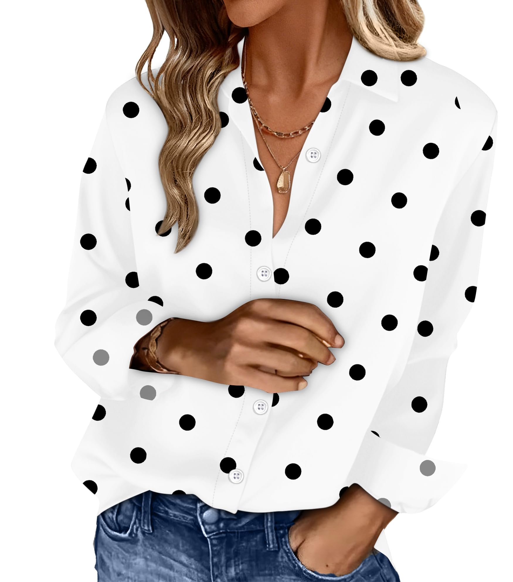 Womens Button Down Shirts Long Sleeve Tops Silk Satin Blouses Business Casual Fashion Outfit