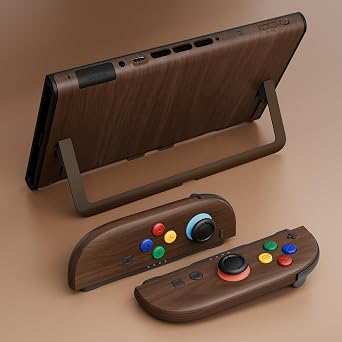 eXtremeRate DIY Replacement Shell Buttons for Nintendo Switch 2, Custom Full Set Rear Back Plate Controller Housing with Buttons for Switch 2 Handheld Console & Joycon 2 - Deluxe Version - Wood Grain