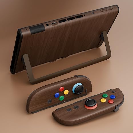 eXtremeRate DIY Replacement Shell Buttons for Nintendo Switch 2, Custom Full Set Rear Back Plate Controller Housing with Buttons for Switch 2 Handheld Console & Joycon 2 - Deluxe Version - Wood Grain