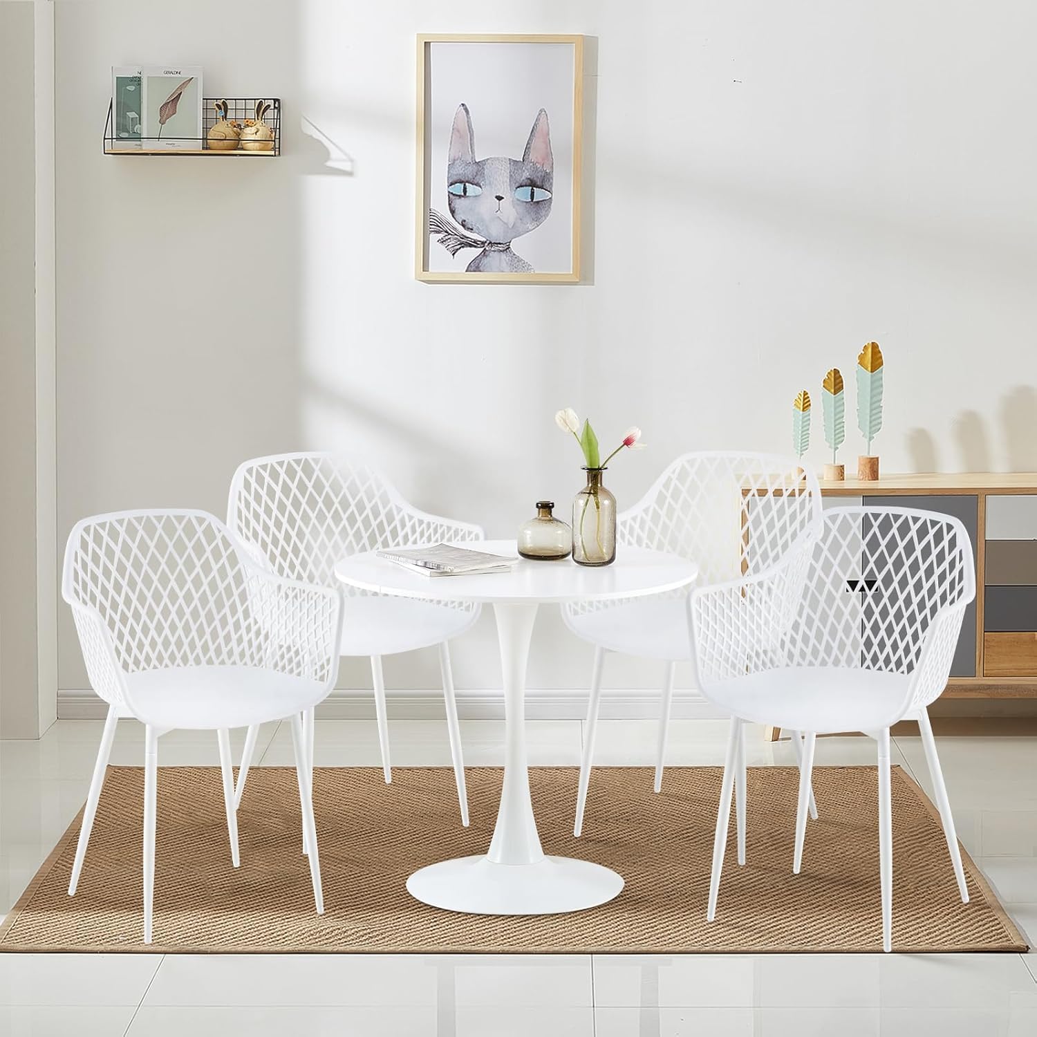buybyroom Set di 2 sedie da giardino con bracciolo, sedia da giardino per esterni, poltrona lounge, sedie da giardino, 120 kg, colore bianco