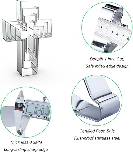 Miniatura 3 de Juego de cortadores de galletas cruzados de varios tamaños, 5 pulgadas, 4 pulgadas, 3 pulgadas, 2 pulgadas, cortador de arcilla para galletas en
