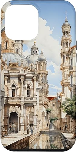 Funda para iPhone 13 Pro Max con hermosos canales de la ciudad renacentista