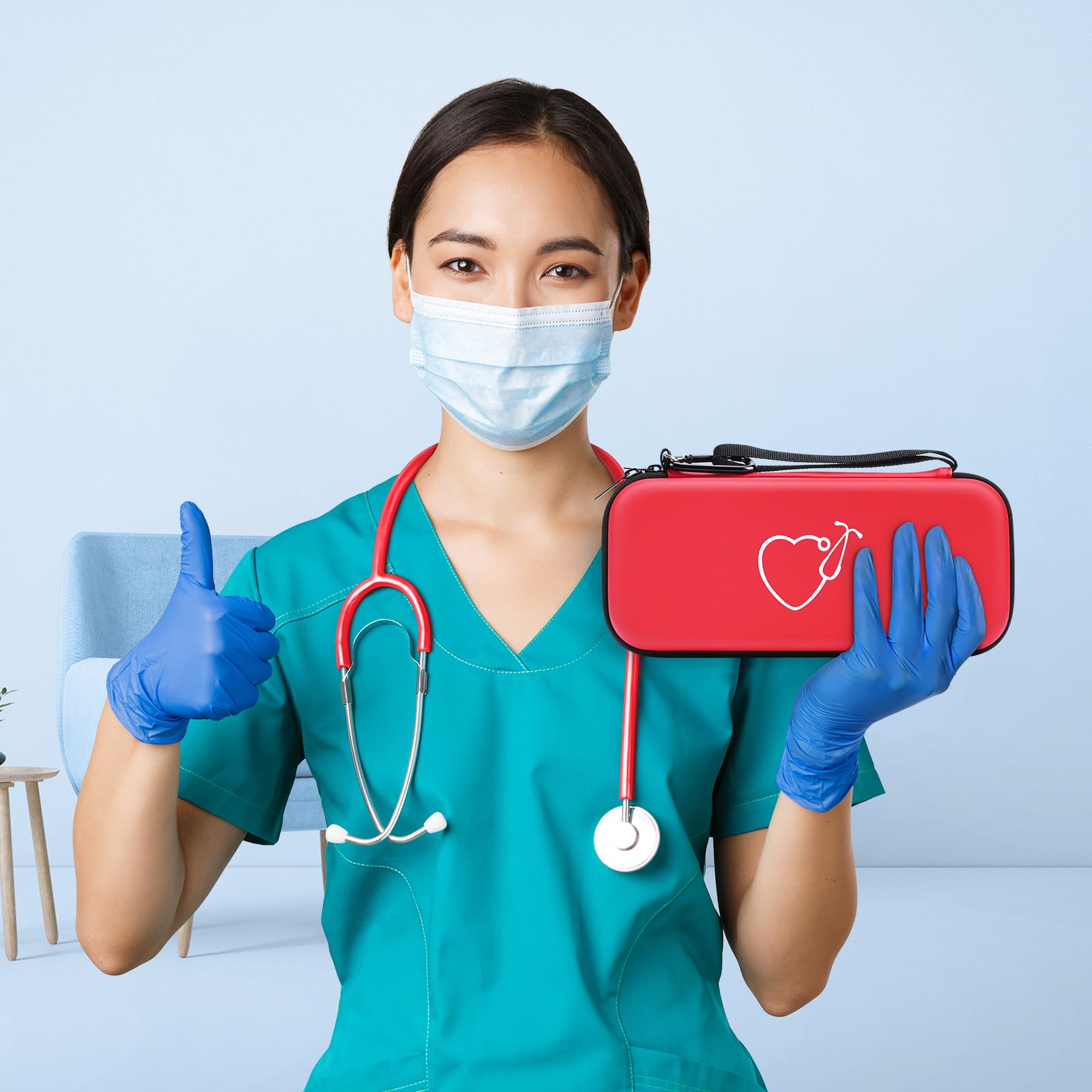Yinke Profesjonalny stetoskop twardy futerał do Littmann Classic III/MDF/ADC akcesoria do pielęgniarek przenośny kompaktowy, odpowiedni do neurologicznych nożyczek do młotka i latarki