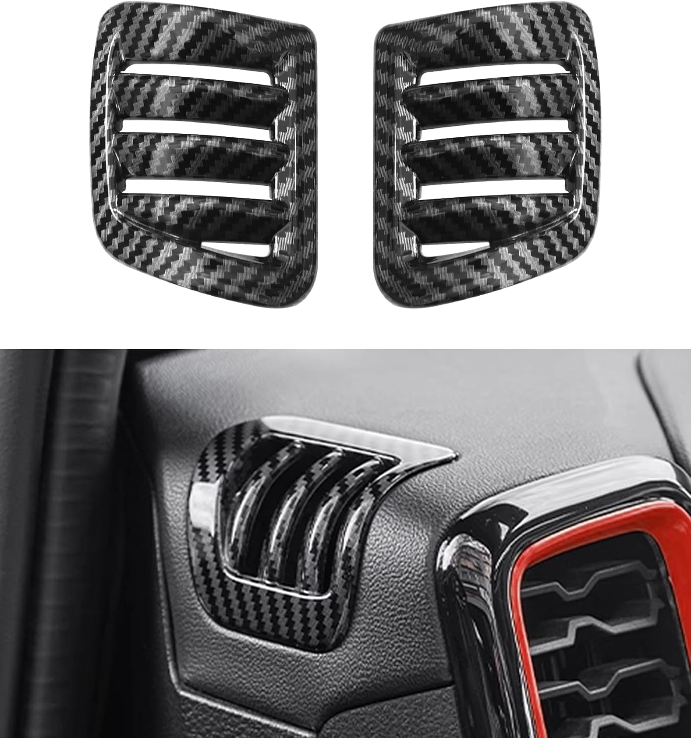 Interior Front Side Air Condition Vent Outlet Cover Trims Compatible with 2024 2025 2026 Ford Ranger XL XLT Lariat Raptor SuperCrew Truck, Air Vent Cover Trim Accessories 2 Pack (Carbon Fiber Look)