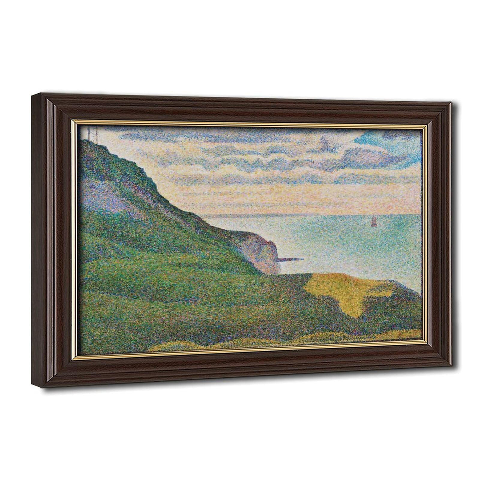 WCYB Seascape at Port En-bessin, Normandy by Georges Seurat Prints Posters Canvas Deco Paintings Wall Art For Office Living Room Hangable Frame 8" L X 12" W