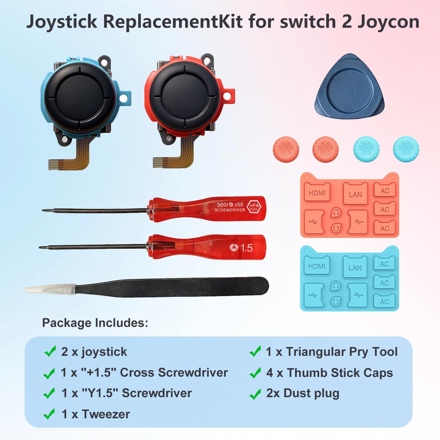 Amazon.com: 2-Pack Replacement Hall Effect Joystick for Switch 2