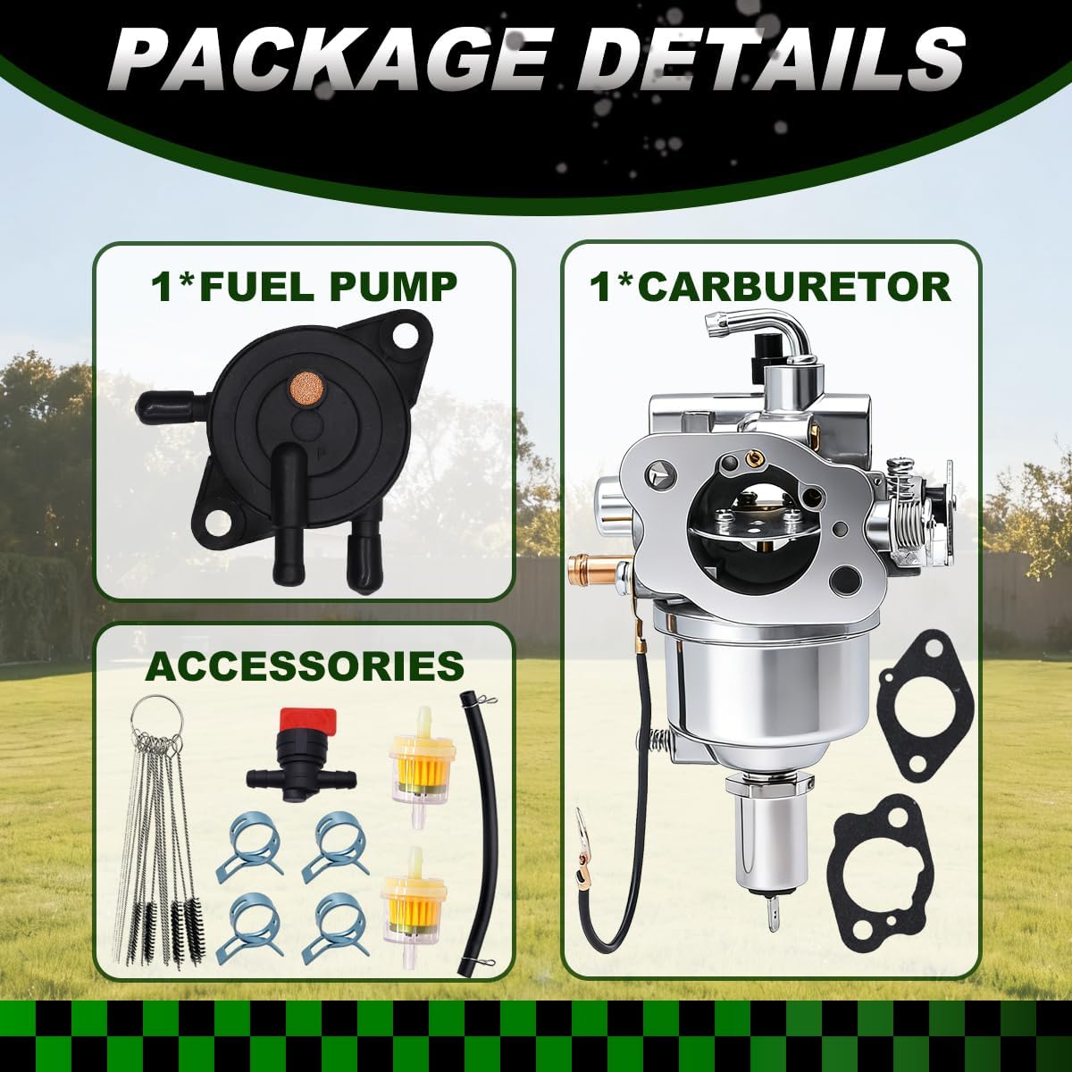 15003-7037 Carburetor Fit for Kawasaki FH531V 4 Stroke Engine for John Deere LT80 LX277 w/Fuel Pump Relaces 15003-7034 AM130924