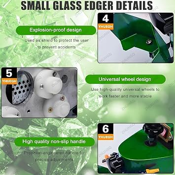 850W Small Portable Electric Handhold Glass Edge Polishing Machine, 8000r/Min Straight Round Bevel Edge Grinder Polish Edge Machine Glass Polish Grinding Machine for Glass Stone Green