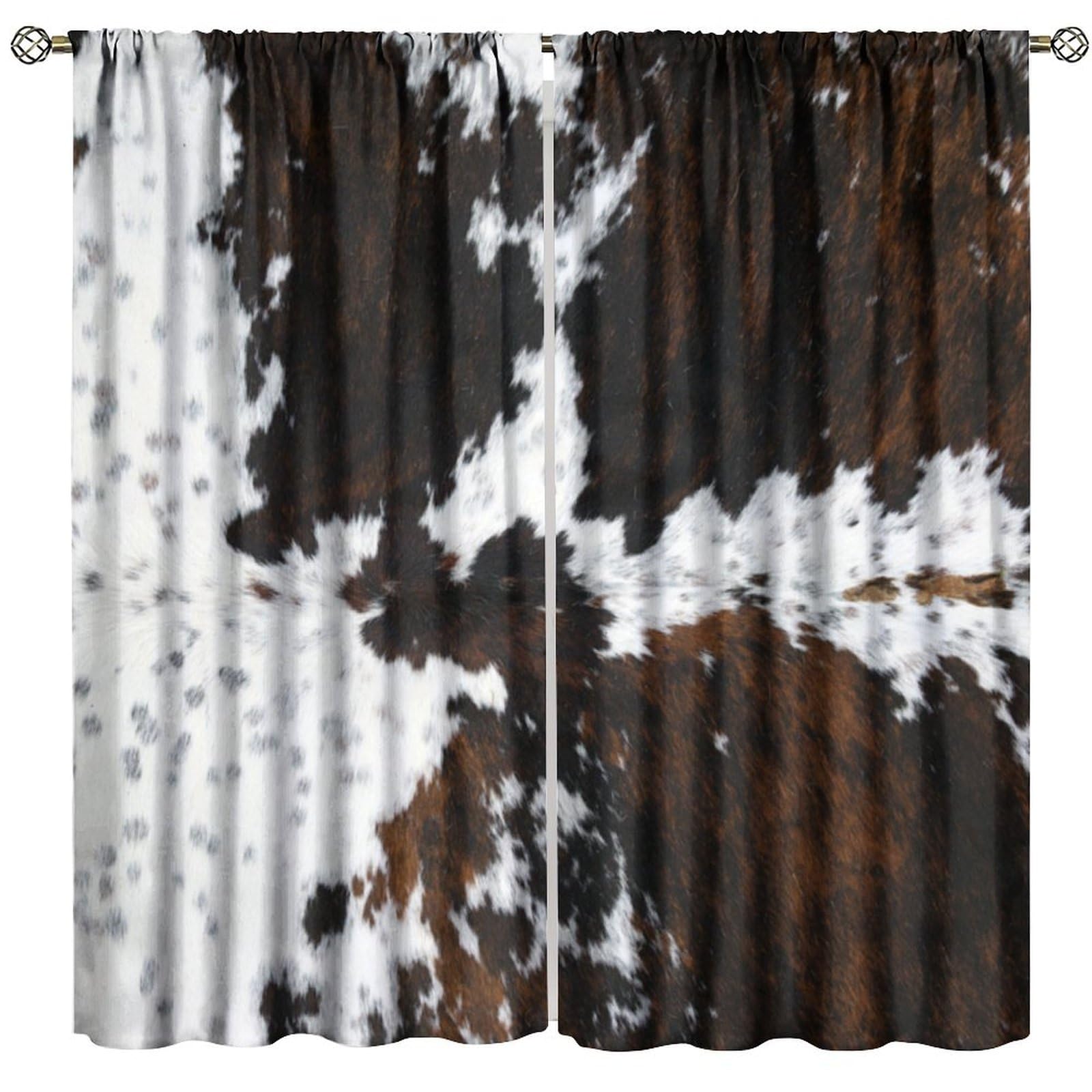 FengMingRui Brown Cow Print Curtains Vintage Country Natural Wild Animal Fur Skin 3D Print Rustic Safari Theme Window Treatments for Kids Living Room