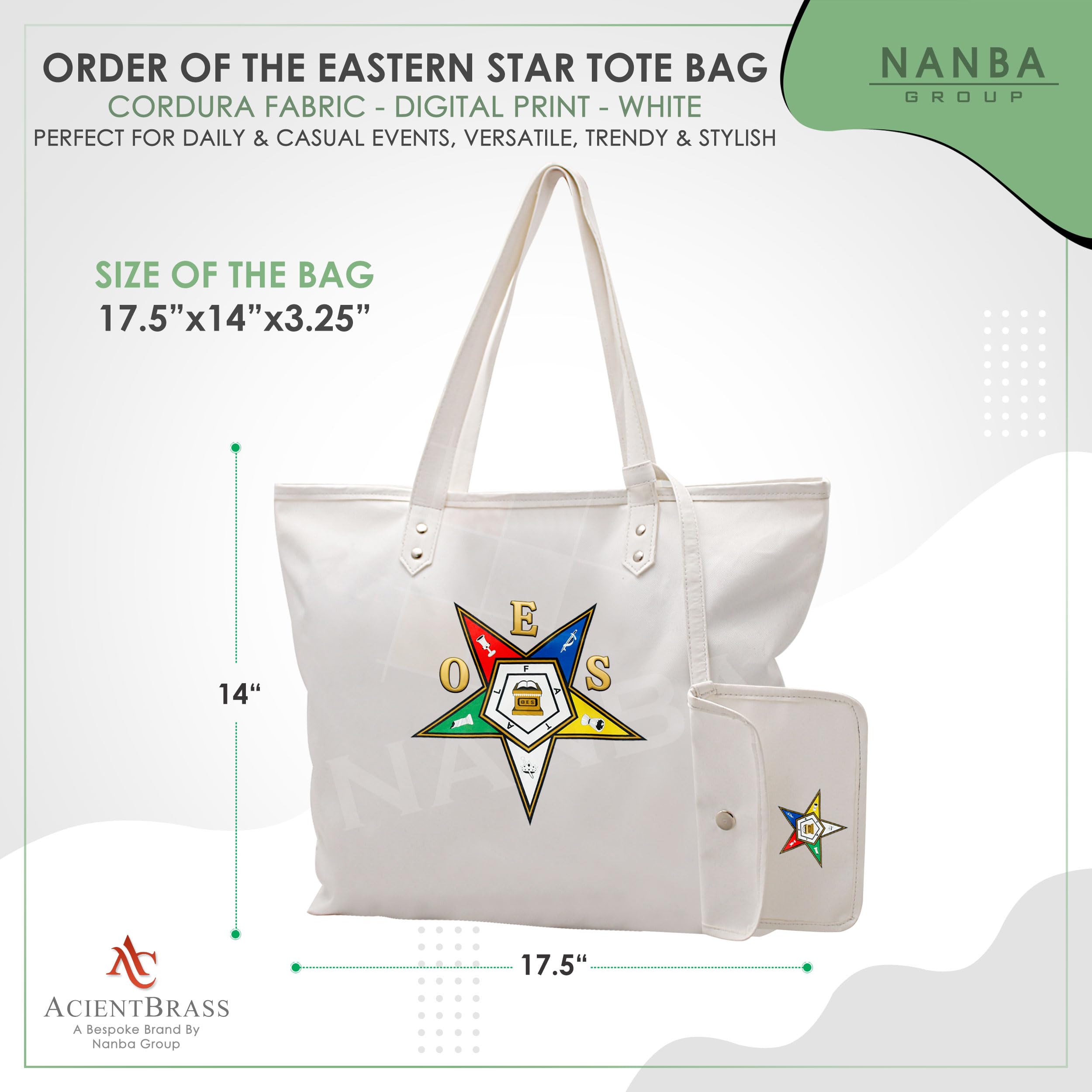 Order of the Eastern Star Tote Bag with OES Letters