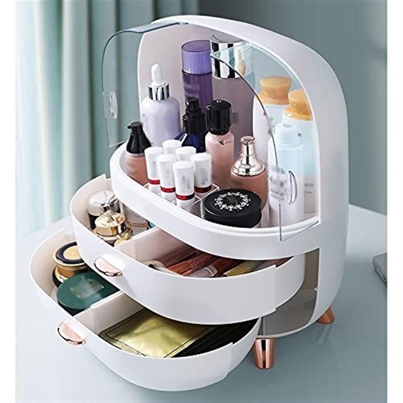 Rangement Maquillage Organisateur De Maquillage De Bureau Boîte De Rangement pour Cosmétiques Rouge À Lèvres Stockage De Produits De Soins De La Peau Rangement Produit de Beauté(29.5 * 18.5 * 32cm)