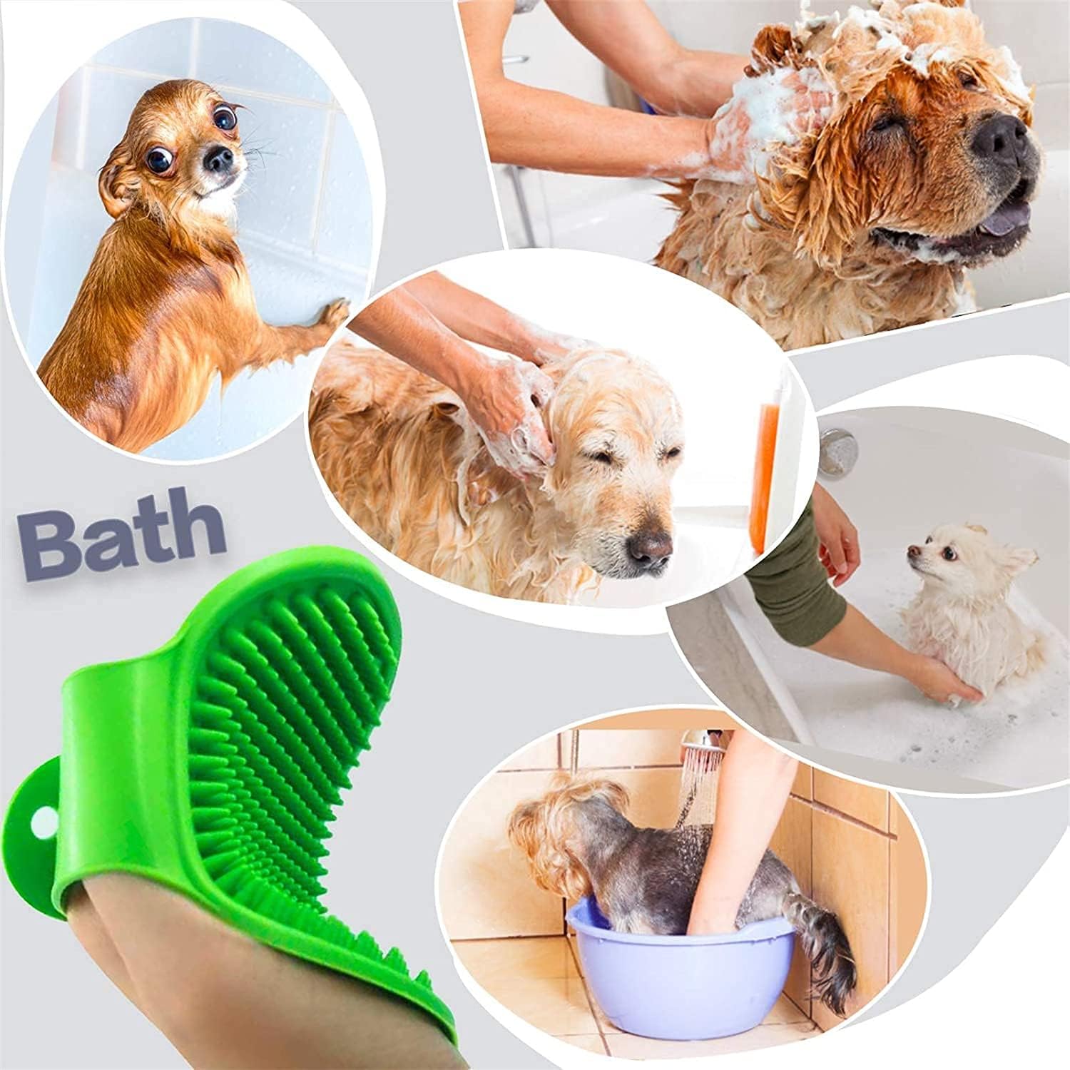 Combo de herramientas de aseo para mascotas 5 en 1, peine antipulgas, cortador de uñas, cepillo de champú y guante de palma, kit de aseo todo en uno para perros y gatos, baño, desprendimiento