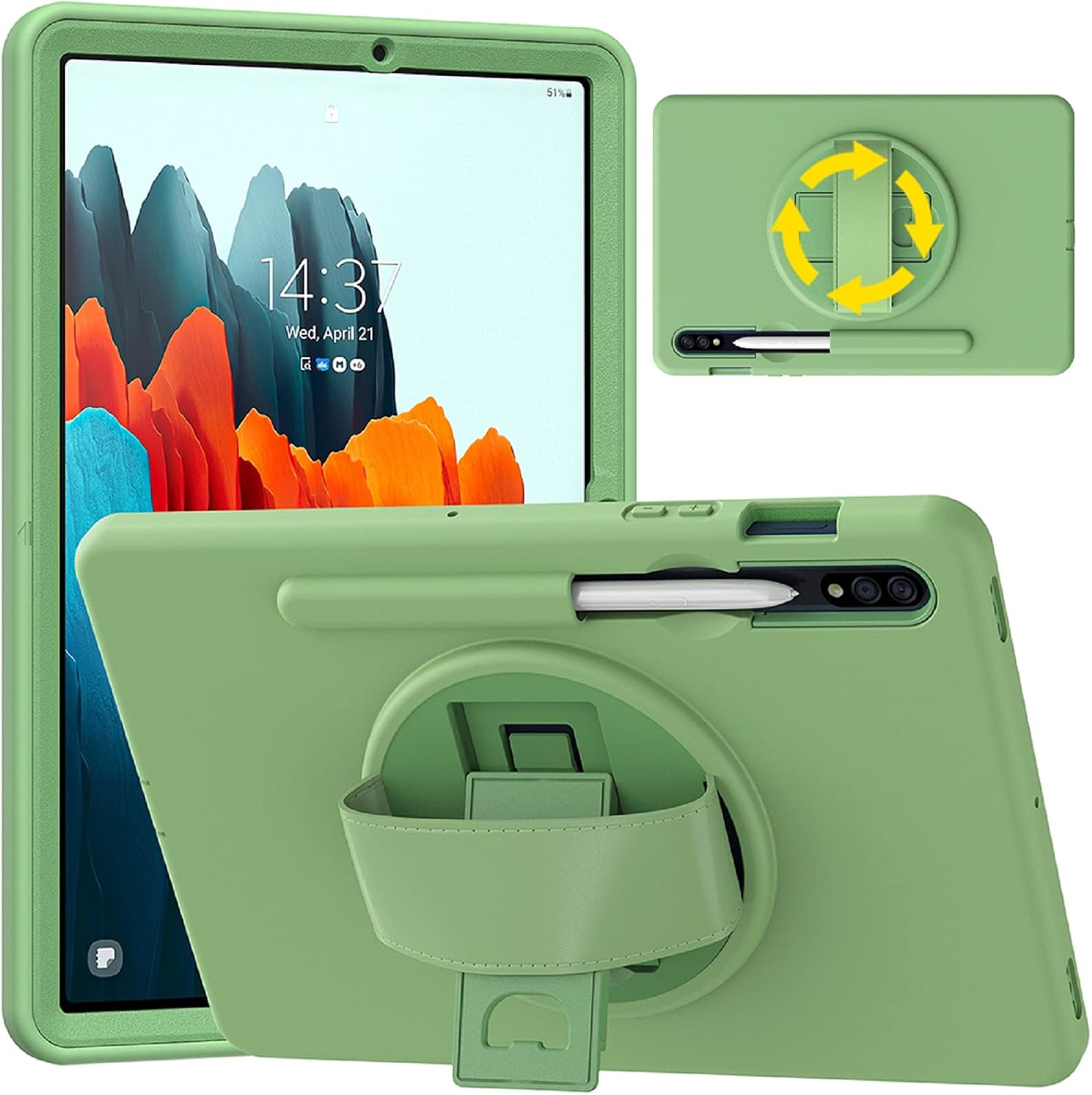 Amazon.com: Junfire Galaxy Tab S8 Case 2022 / S7 Case 2020, Samsung Galaxy  Tab S8/S7 11 Inch Case with Screen Protector Hand Strap Pencil Holder  Kickstand for SM-X700/X706/T870/T875/T876-Green : Electronics