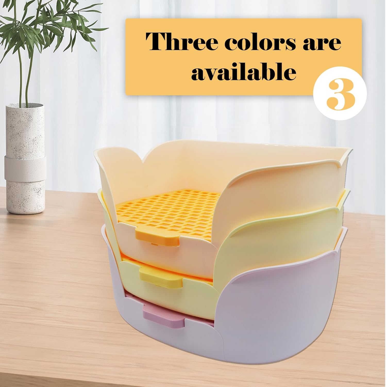 15.1"X11.0" Large Rabbit Litter Box,Plastic Square Rabbits Potty Trainer with Bigger Pan Bunny Corner Toilet Box with Small Animal Disposable Liner for Guinea Pigs Hamster Chinchilla(Orange)