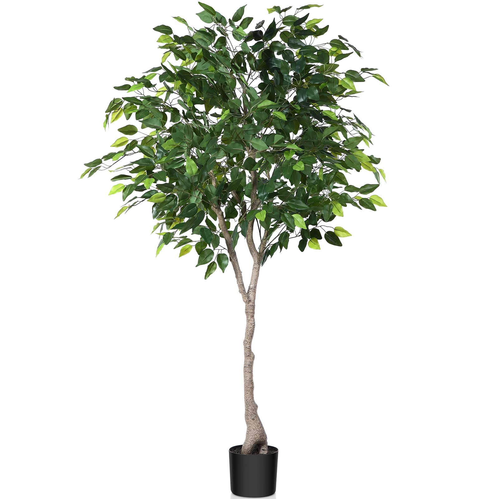 Kazeila Artificial Ficus Tree, 6FT Fake Plastic Ficus Plant in Pot with