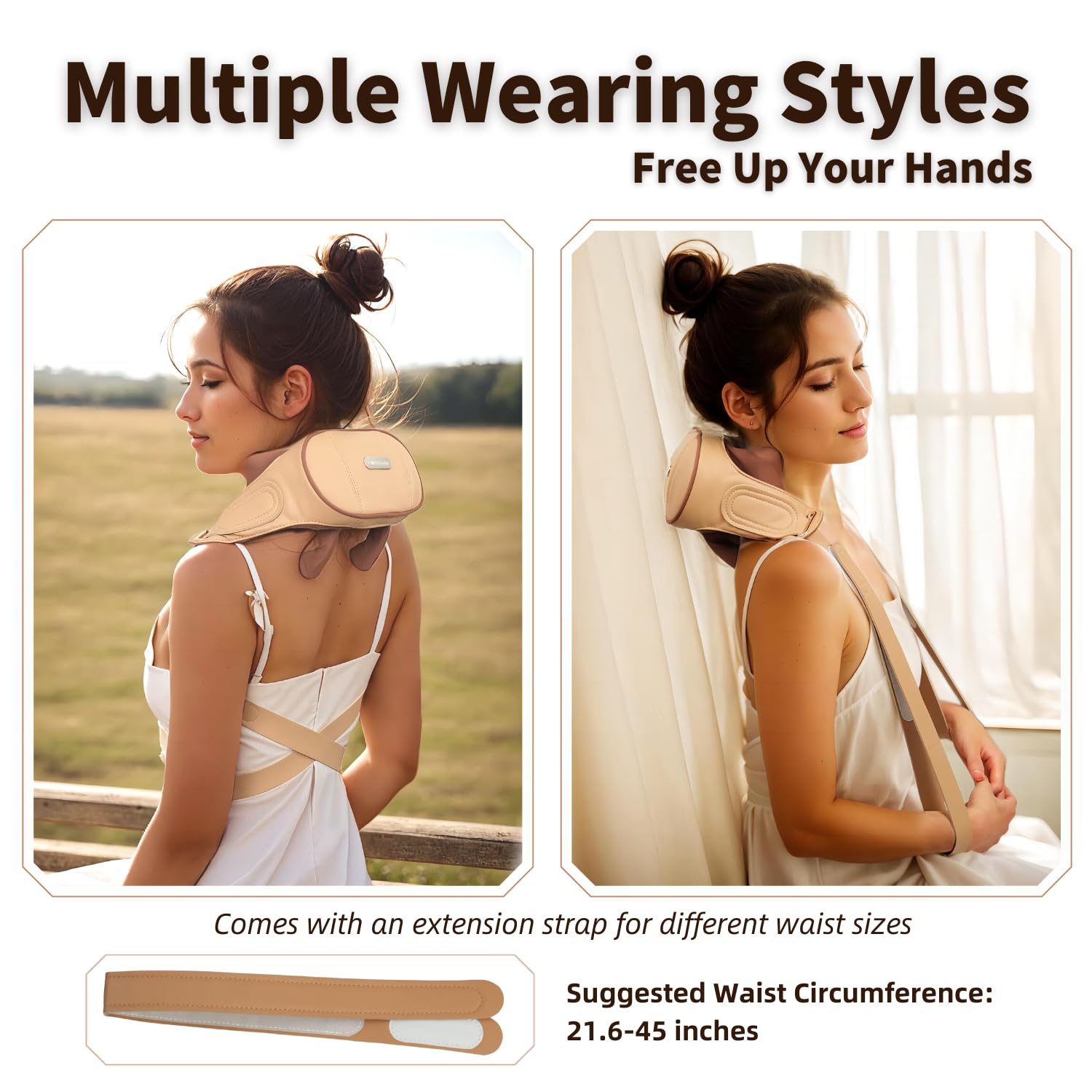 Homesnew Shiatsu Neck and Shoulder Massager with Heat, Electric Deep Tissue 3D Kneading Neck Massager Cordless Rechargable for Back, Shoulder, Lumbar and Calve, Ideal for Gifts (Sandy Brown)