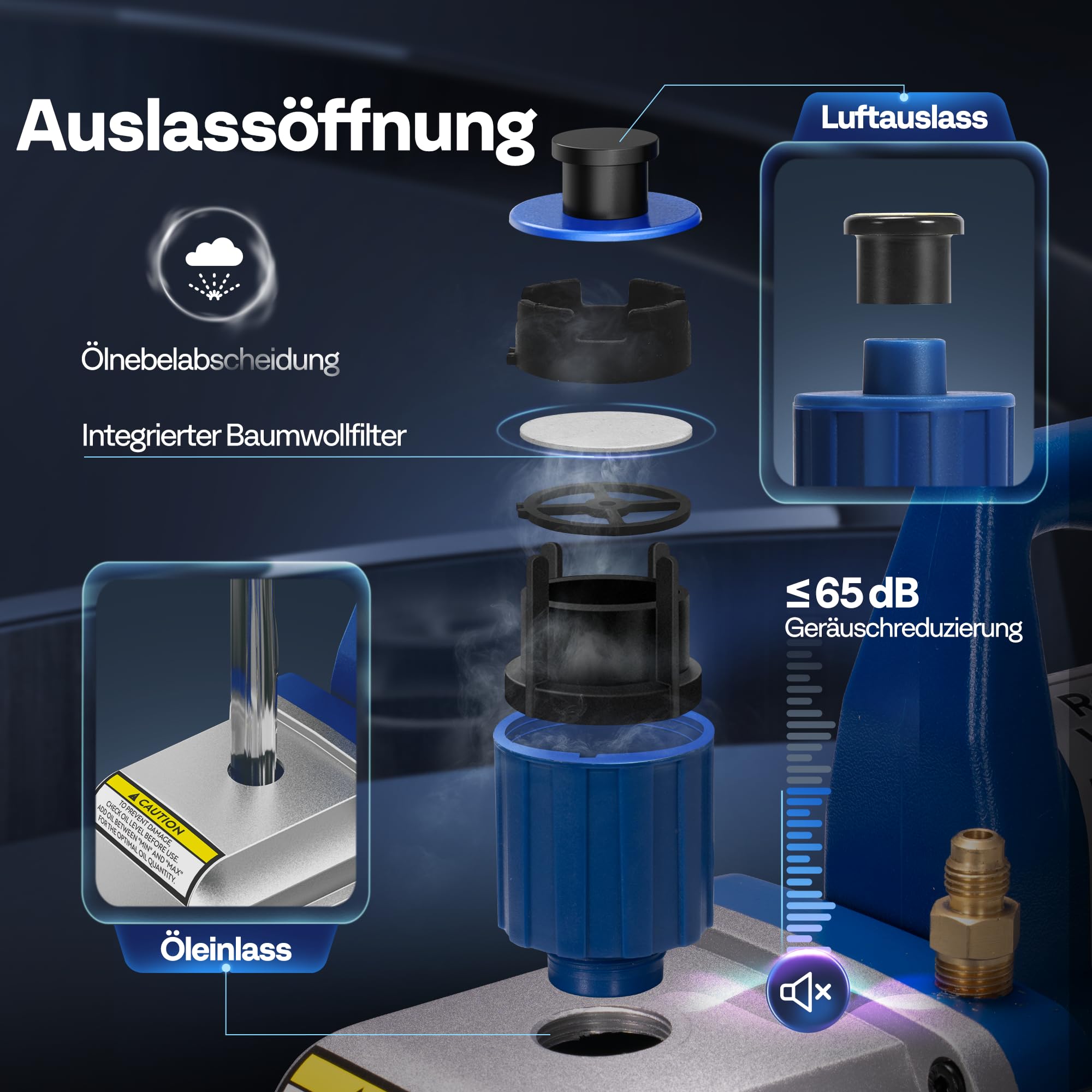 VIVOHOME 3,5CFM Einstufige Vakuumpumpe Set mit Ölflasche für Klimaanlage HVAC Kfz Kühlsystem R12 R22 R134a R410a R502