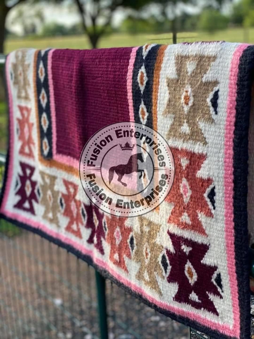 Handmade Western Ranch Saddle Blanket | Genuine New Zealand Wool Pad | Custom Equestrian Gear AM-514 (36" x 42")
