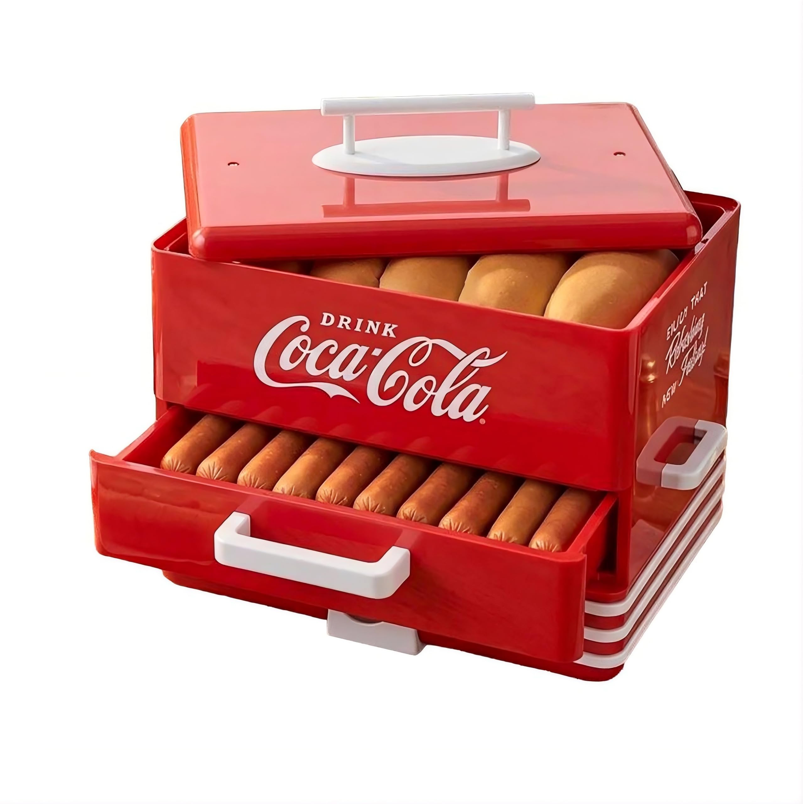 Salco Coca-Cola Hot Dog Maker – Steamer e scalda panini in stile Diner, 24 salsicce hot dog e 12 panini capacità, salsicce, verdure, pesce, gnocchi