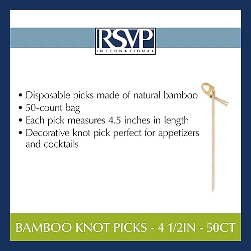 Vista 24 de RSVP Palillos internacionales de bambú compostables para servir y cócteles, tenedor de aperitivos, 50 unidades, 6 pulgadas