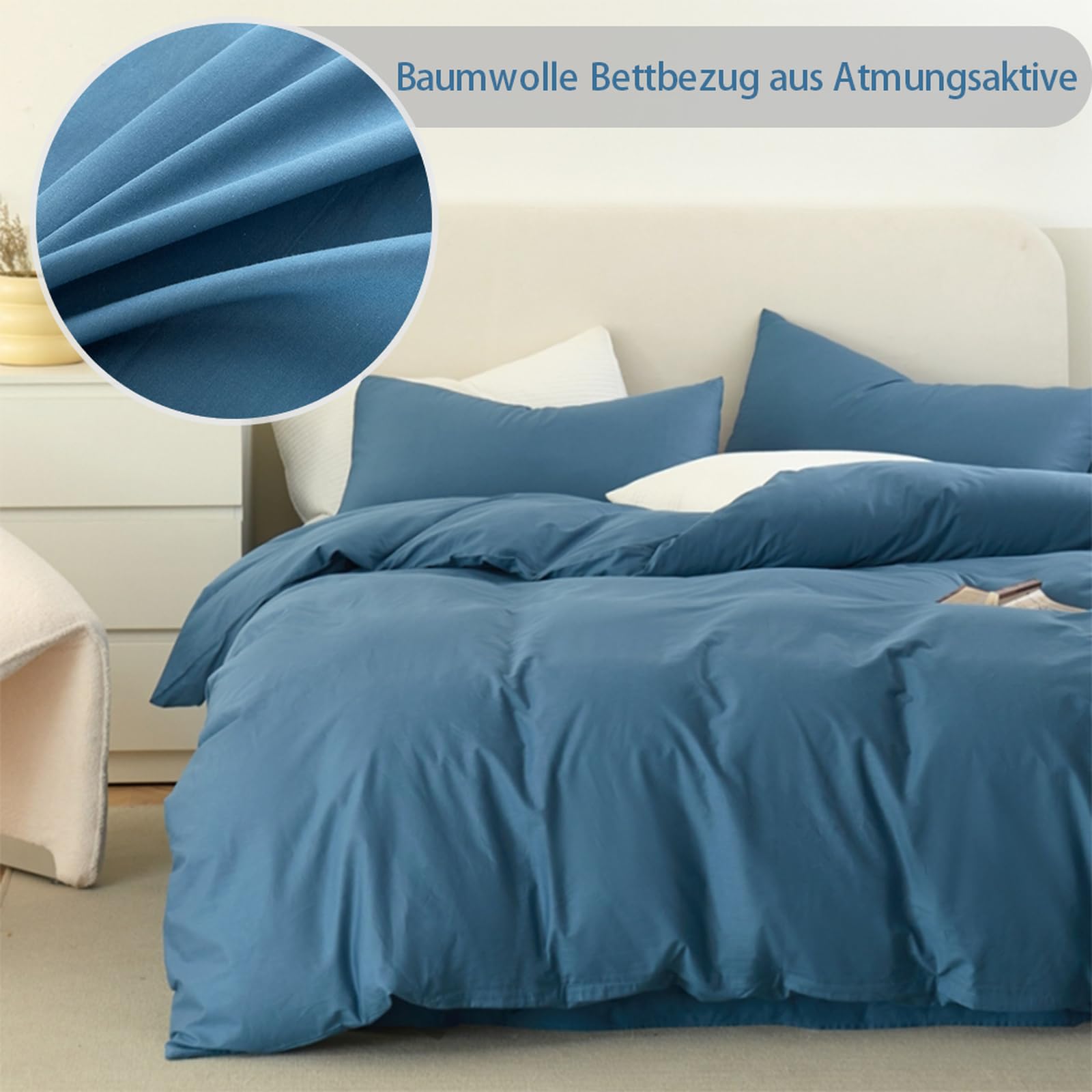 Weiches graues Baumwoll-Bettwäsche-Set, 180 x 220 cm, gemütlich, versteckter Reißverschluss, Luxus-Bettwäsche für ultimativen Komfort, perfekt für Heimdekoration und Schlafoptimierung