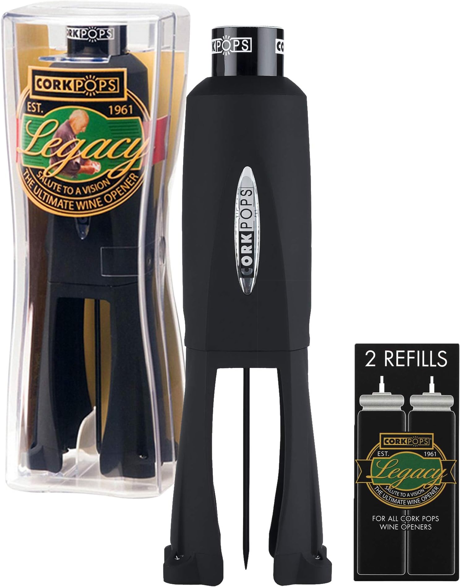 Corkpops Legacy Wine Bottle Opener Plus 2 Free Refills