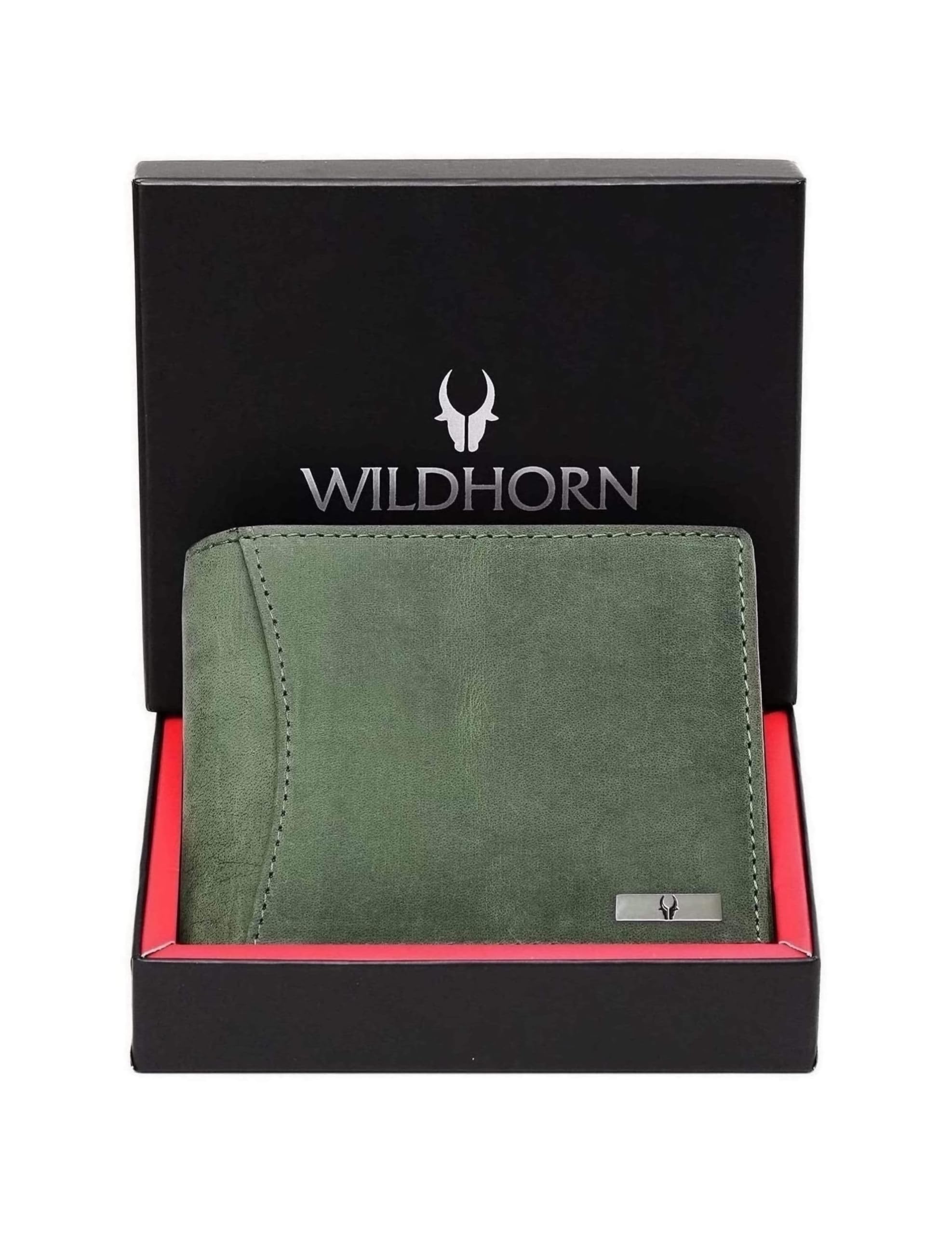 WildHorn India RFID Protected Leather Men's Wallet, GREEN HUNTER, Classic