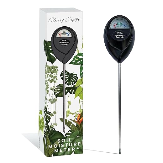 Classy Casita Soil Moisture Meter - Hygrometer Sensor Tool for Indoor and Outdoor Plants - Monitoring Water Levels in Soil House, Gardening, Farm, Lawn, Potted Care - No Batteries Required - White