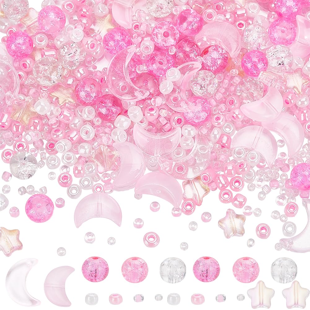Cuentas de vidrio transparente rosa SUNNYCLUE de alta calidad para diseñar pulseras diy