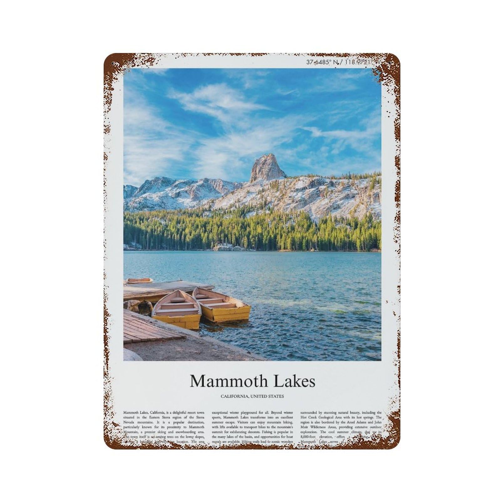 xiaoxiaoshen Mammoth Lakes California, United States, USA City Scenery Wall Decor Art Metal Tin Poster Modern Home Decor Art Home Bar Shop Decorations Vintage Sign 40x30cm