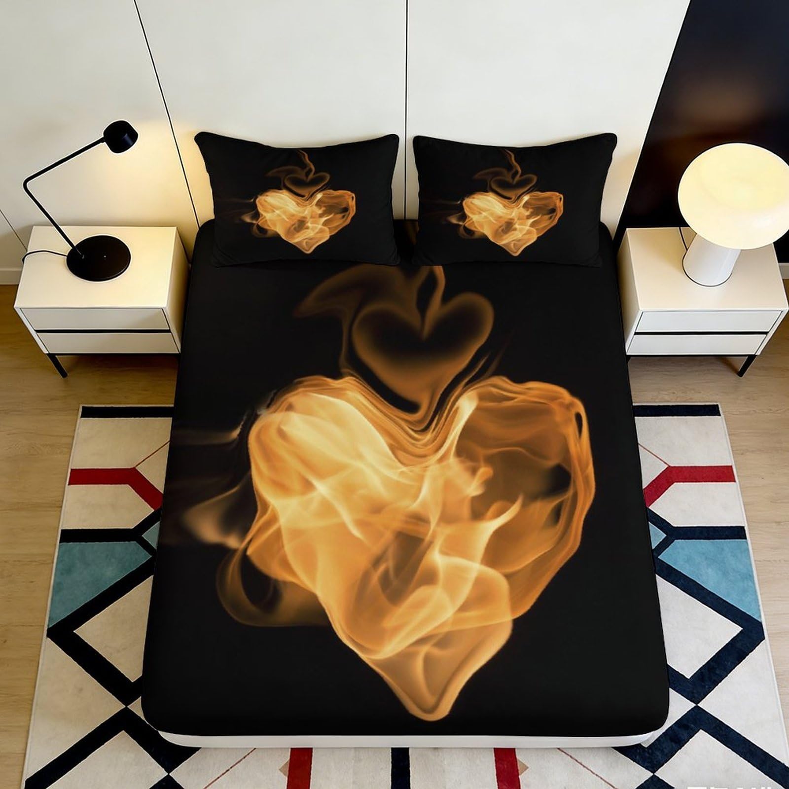3D Printed Aurora Wolf Fitted Sheet Microfiber Deep Pocket Non-Slip Bedding Wrap Mattress Fitted Cover for Adults Bedroom 140x200x25cm