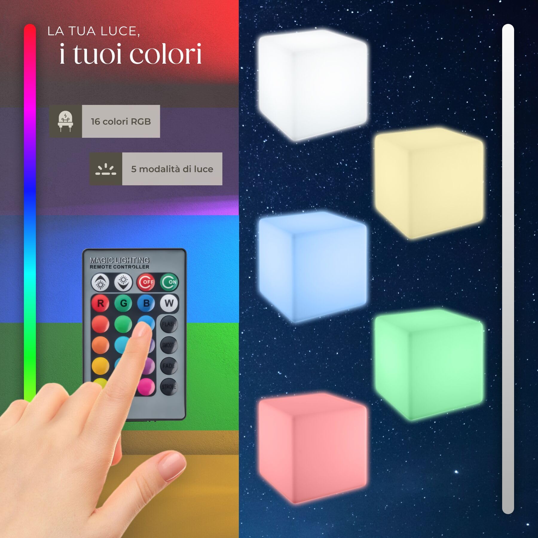 Lampada Da Terra A Sfera LED Tectake RGB 40 Cm, 16 Colori, Telecomando, IP44, Per Esterno E Interno, Bianca E Resistente
