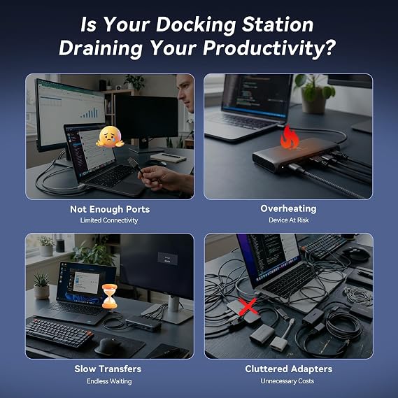TobenONE DisplayLink Docking Station 3 Monitors with 120W Power Adapter, Triple 4K Display for MacBook Pro/Air, Thunderbolt 4/3, USB-C Windows(3X HDMI, 3X DP, 2xUSB-C, 4xUSB 3.2, SD/TF)