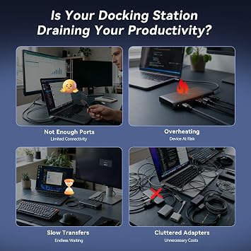 TobenONE DisplayLink Docking Station 3 Monitors with 120W Power Adapter, Triple 4K Display for MacBook Pro/Air, Thunderbolt 4/3, USB-C Windows(3X HDMI, 3X DP, 2xUSB-C, 4xUSB 3.2, SD/TF)